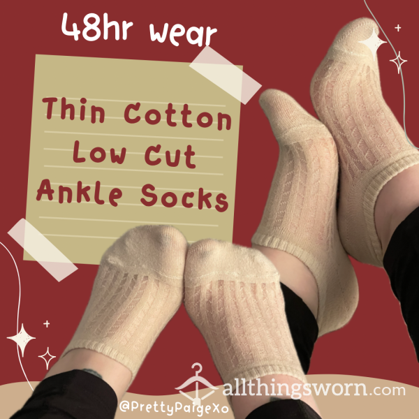 Thin Cotton Ankle Socks 👣 Low Cut, Tan, Small Feet 🫶🏼 48hr Wear