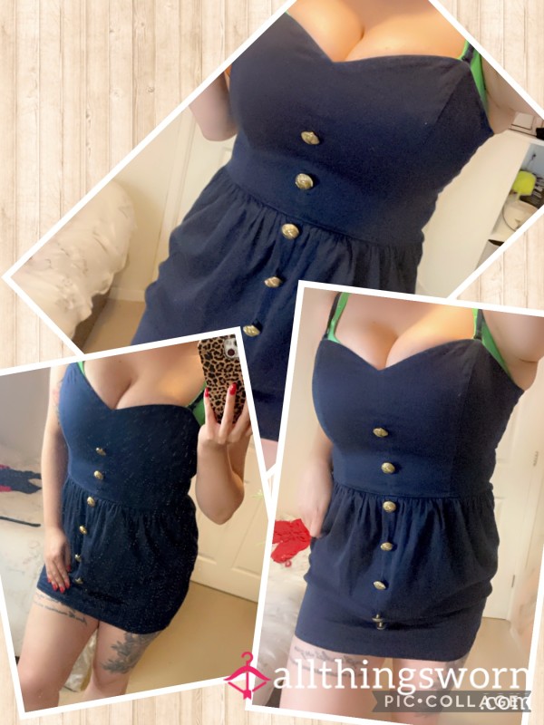 Cute Navy Dress With Gold Buttons And Detachable Straps ✨👗