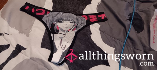 Black & Pink Mesh Kawaii Japanese Anime Cartoon Girl Thong 💗 Size- L