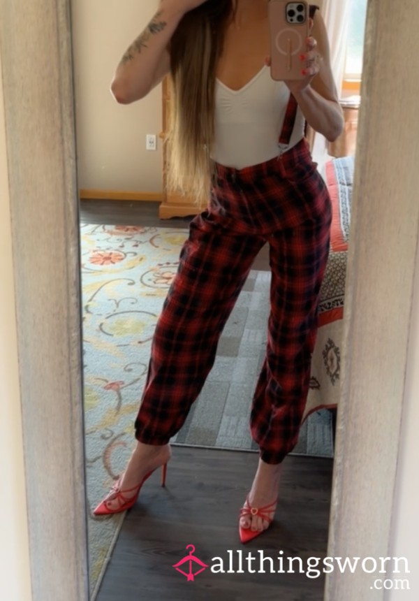 SUPER Hotttt, Plaid Naughty Suspenders-pants 💯🥵😘 I’ll Do Some Very, Very Hot Add Ons With These Ones!! 💯🥵😘