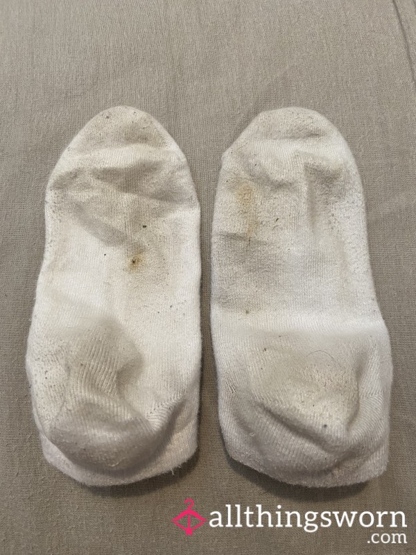1 Day Worn (gym & Work) White Ankle Socks