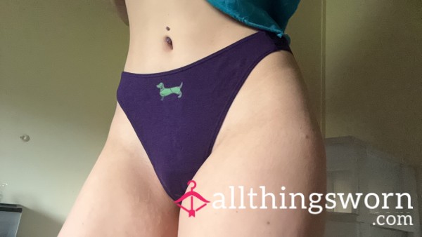 18 Y/o’s Pink Logo Strap  Wiener Dog Thong In Purple