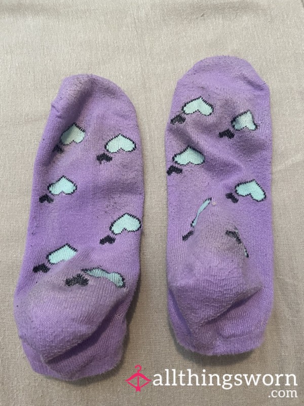 2 Day Worn (gym & Work) Cute Purple Pattern Ankle Socks