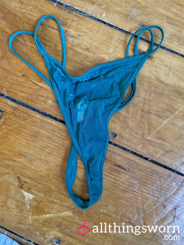 2 Days Worn Green Mesh VS Thong