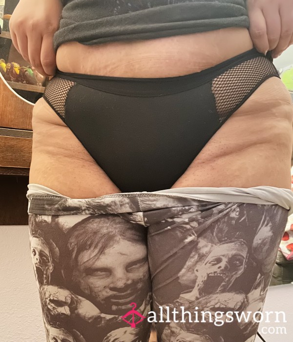 48 Hour Black High Wasted Panties/ Full Back Underwear/ Size L-XL