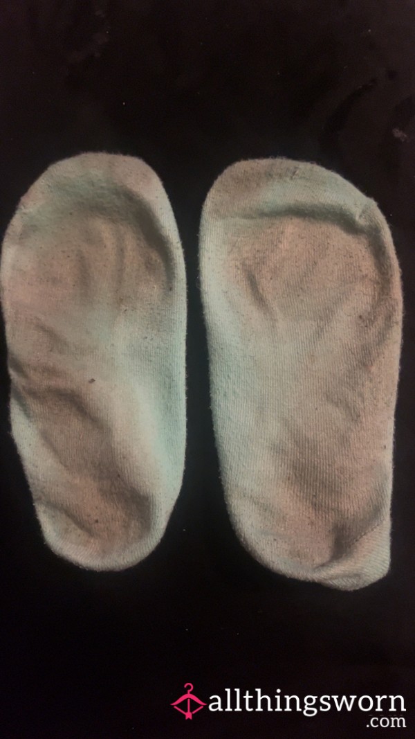 SOLD OTHERS AVAILABLE 4 Day Worn Dirty Stinky Mint Green Ankle Socks