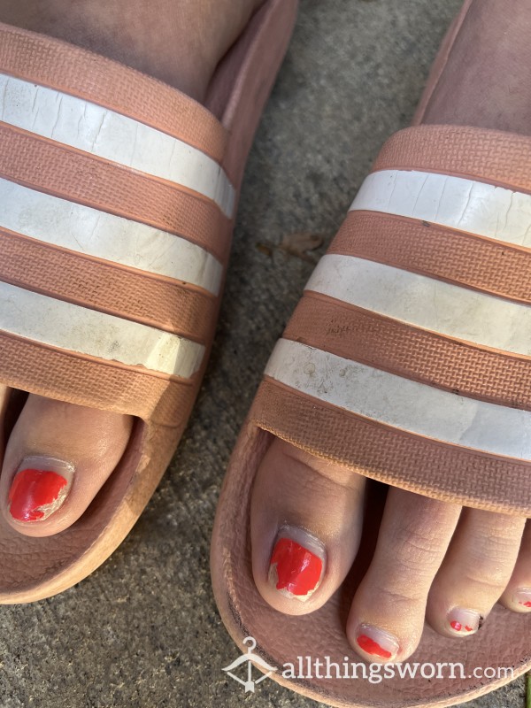 Adidas Slides, Years Old, Worn In Dirty Smelly Feet!