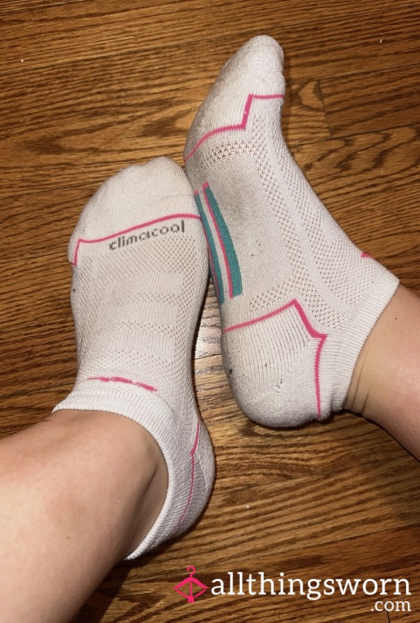 ADIDAS White Pink And Teal Ankle Socks