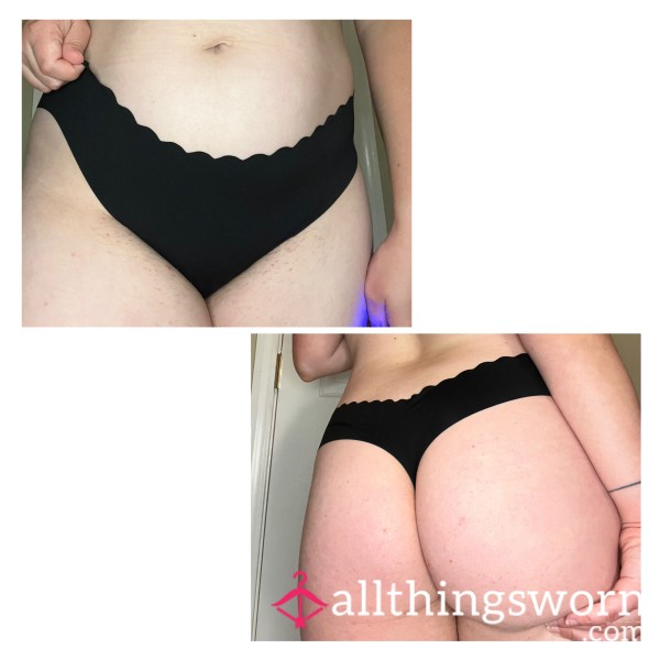 Aerie Black No Show Scallop Thong