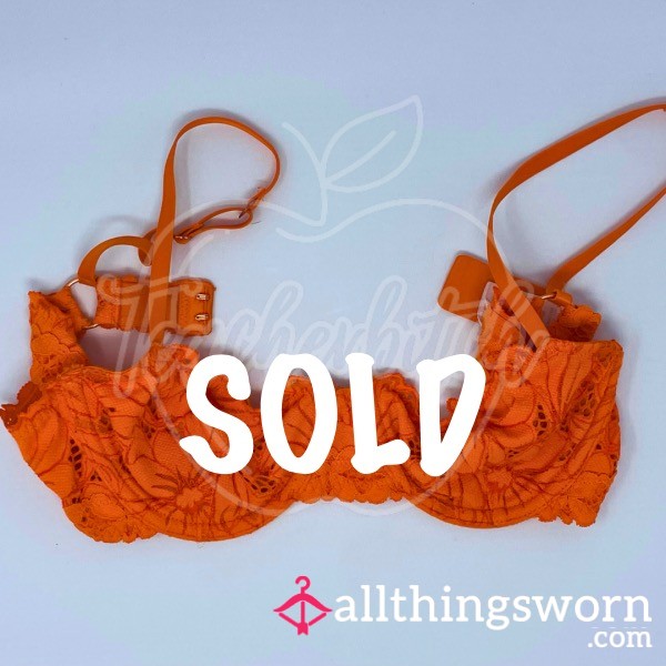 Aerie Orange Beach Daze Lace Unlined Bra (34A) | Add A Pair Of 24Hr Panties For Only $5 More