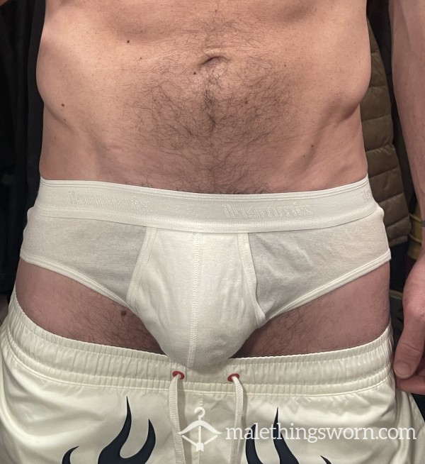 Alpha’s Sweaty White Briefs