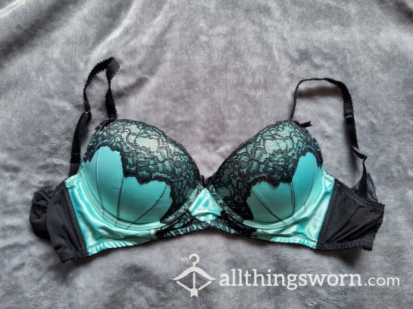 **FINAL CLEARANCE - MUST GO** Ann Summers Mint Green & Black Push-Up Bra | Size 36C | 3 Days Wear | Includes Lifetime Access To My Boobies Folder - SALE PRICE From £15.00 + P&P