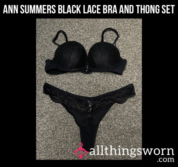 Ann Summers Black Lace Bra And Thong Set🖤