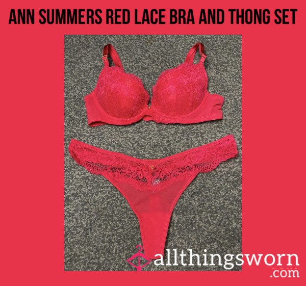 Ann Summers Red Lace Bra And Thong Set❣️