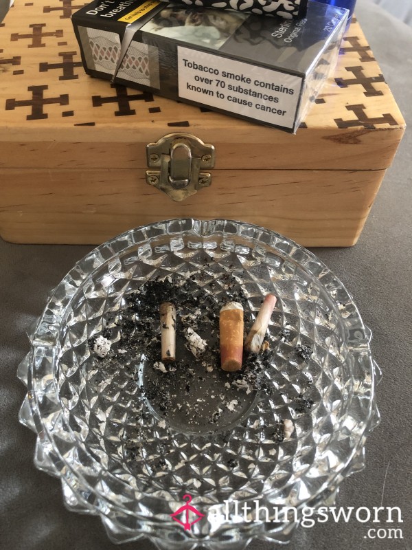 Ash Tray Contents And Smoking Vid