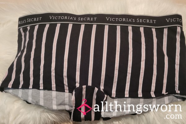 B1: XXL Black And Pink Striped Victoria Secret Boyshorts