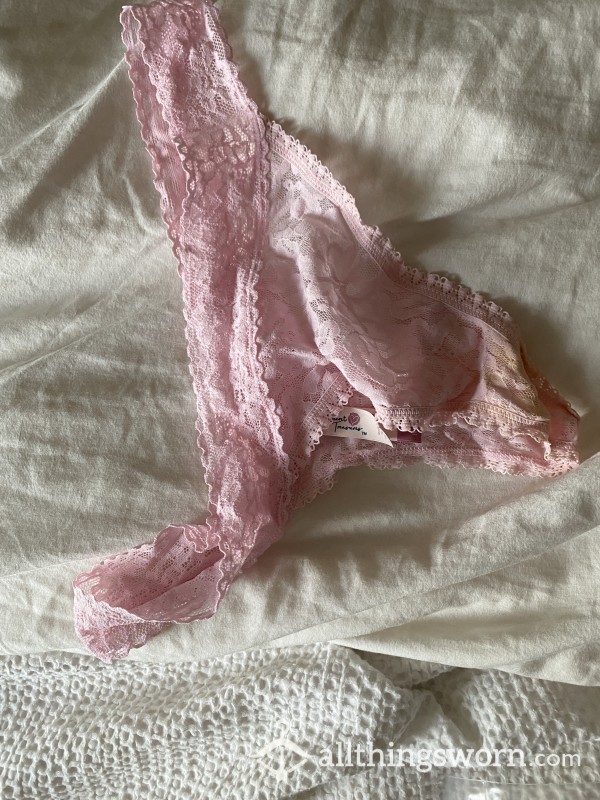 Baby Pink Lace Thong - Creamy Juicy Sweaty