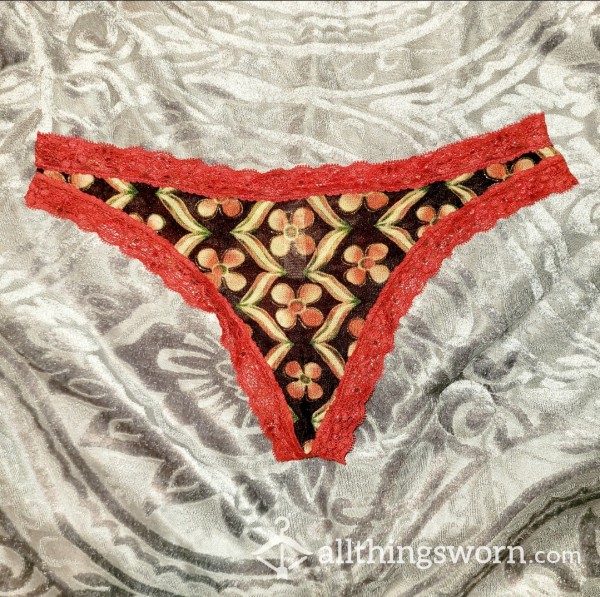Be My First Sale- Red Floral Thong