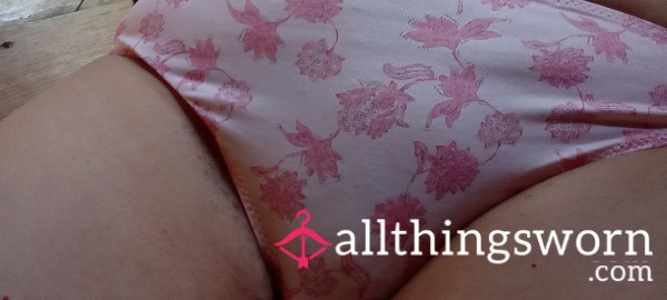 Beautiful, Silky Light Pink With Lace Floral Panties.  **Already Worn 2 Days!!