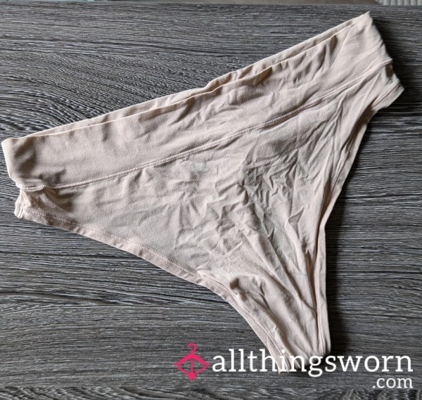 Beige High Waisted Microfiber Thong