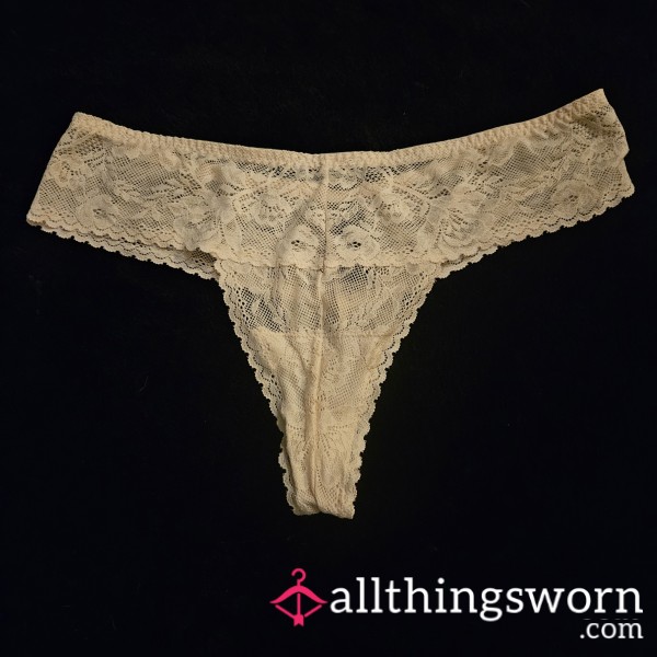 Beige Lacy Thong