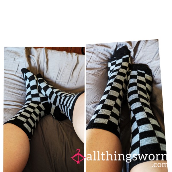 Black And Grey Checkerboard Socks 😈🧦