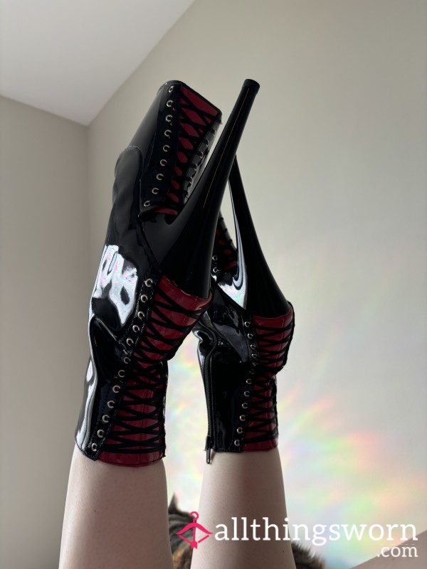 Black And Red Pleaser Heels, Size 8