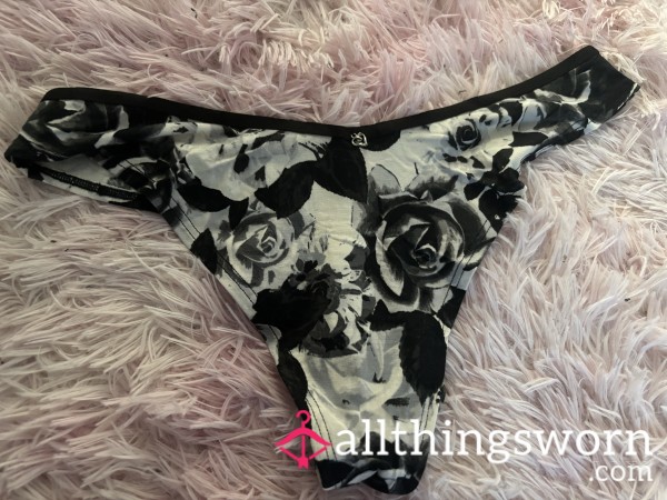 Black And White Flor*l Thong