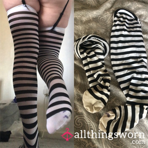 Black And White Striped Stockings