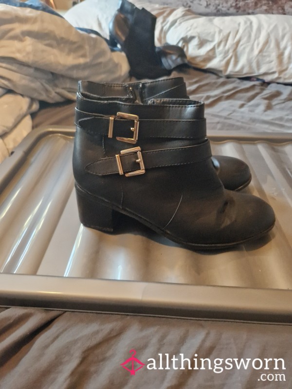 Black Ankle Boots With Buckle