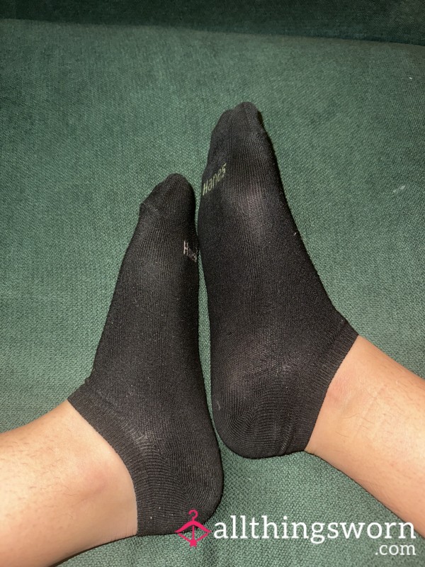 Black Ankle Socks, Worn 24 Hours, Including Sleep.