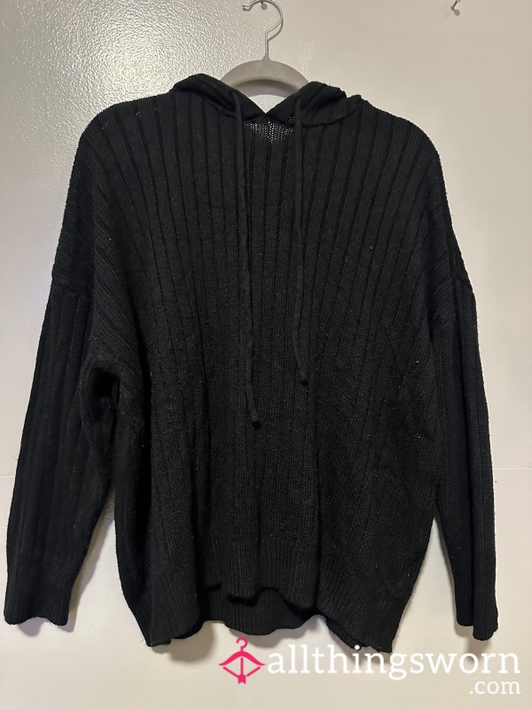 Black Knitted Hoodie XL