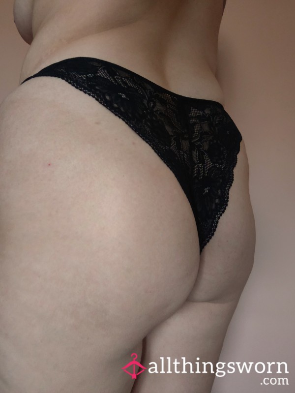 Black Lace Panties 12 Hours. Size 16 UK. Milf At Work.
