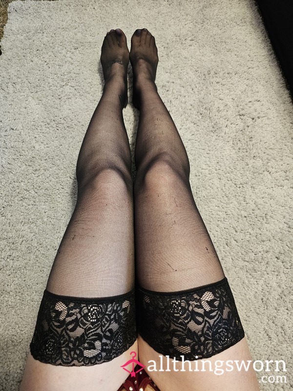 Black Lace Thigh-High Stockings 🖤