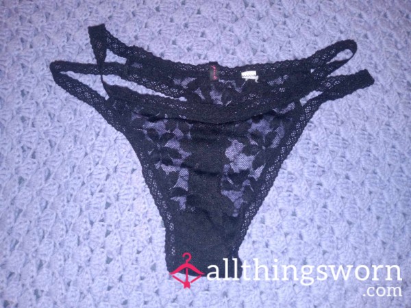 Black Lace Thong With Split-Side Feature