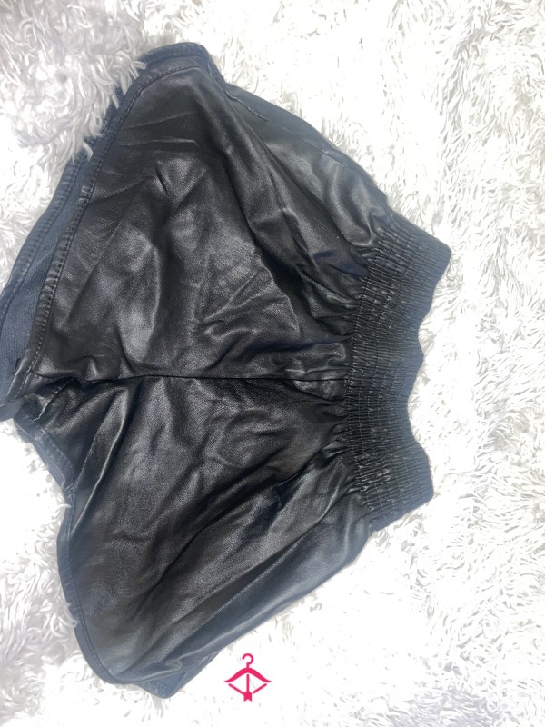 Black Leather Dirty Shorts