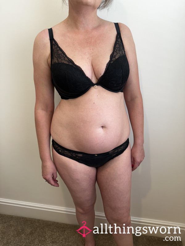 Black Marks And Spencer Silk And Lace Panties And Bra