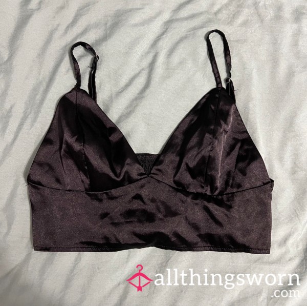 Black Satin Bralette Top