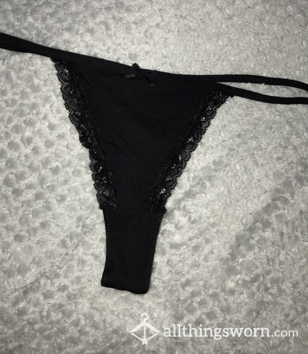 Black Satin Lace Thong🖤