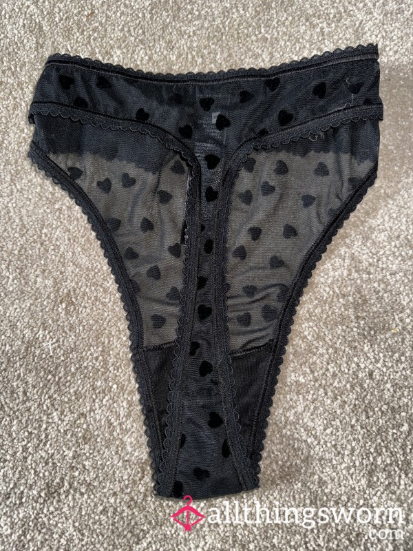 BLACK - SEXY Polkadot Thong // Lace Texture // 24 Hours Wear And Delivery
