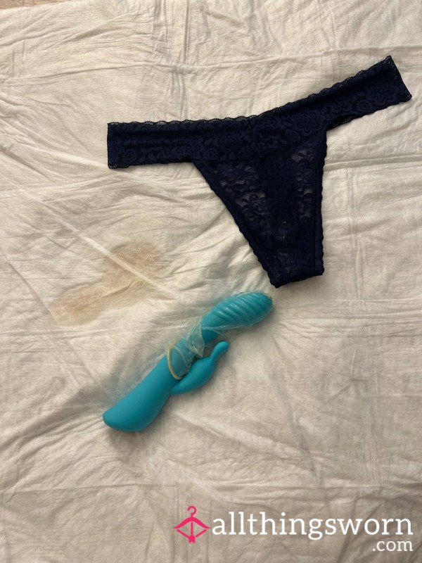 Black Thong And Blue Vibrator Dipped In My Sweet Essence