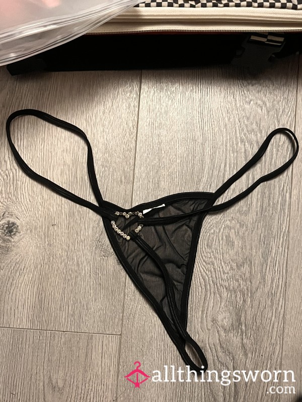 Black Thong W/ Heart Detail - 20% OFF