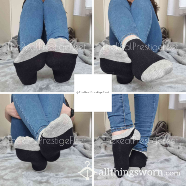 Black Trainer Socks With Grey Toes & Heel | Standard Wear 48hrs | Includes Pics & Clip | Additional Days Available | See Listing Photos For More Info - From £16.00 + P&P