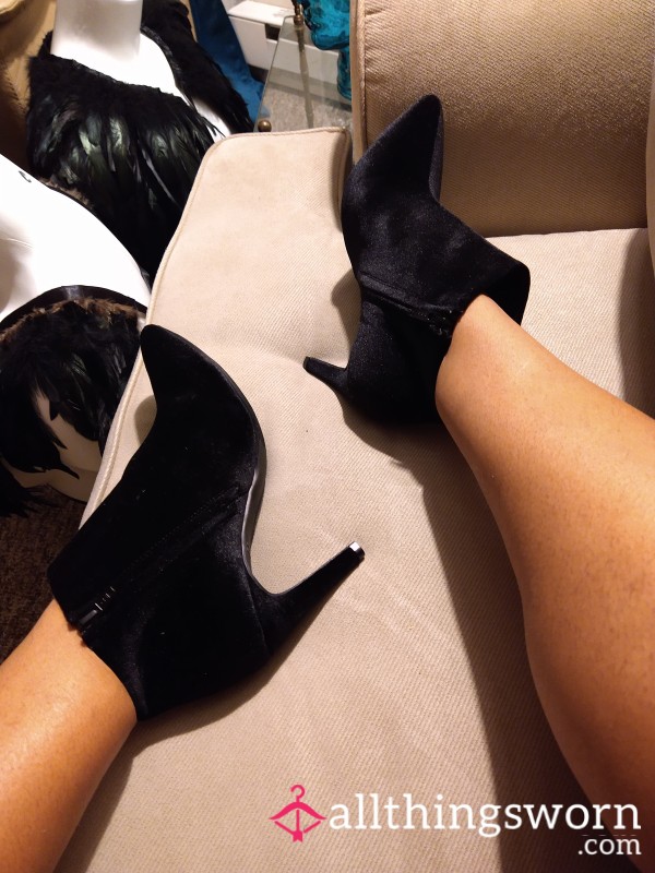 Black Velvet Ankle Boots