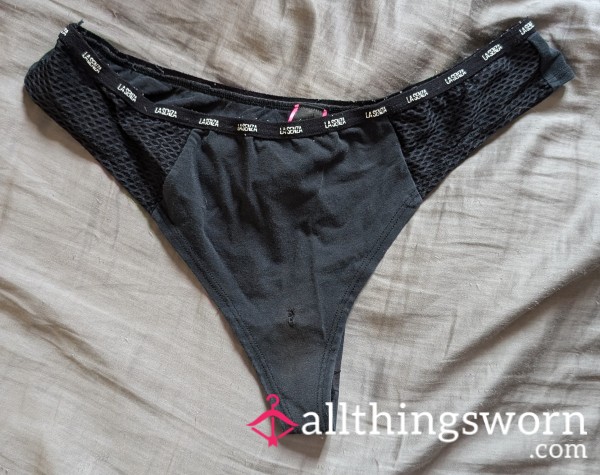 Black Very Worn Faded Lasenza Thong 🖤🖤