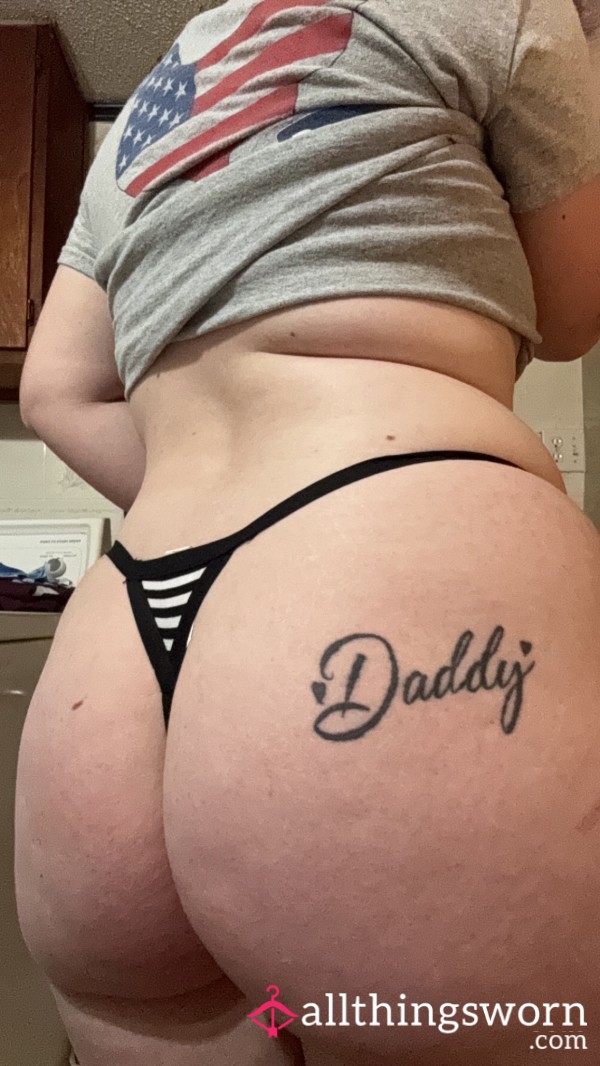 Black & White Cotton Thong