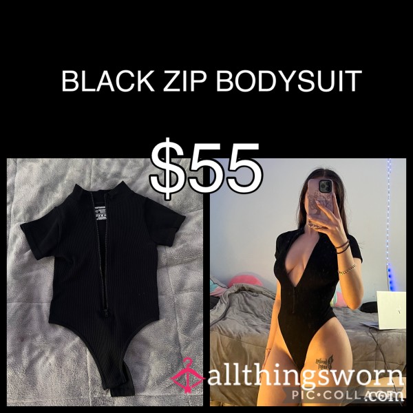 BLACK ZIP BODYSUIT