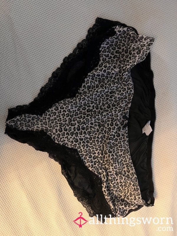 Black/Cheetah Print Lacey Panties - 20% OFF