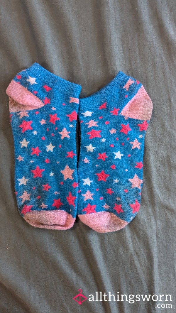 Blue And Pink Star Ankle Socks