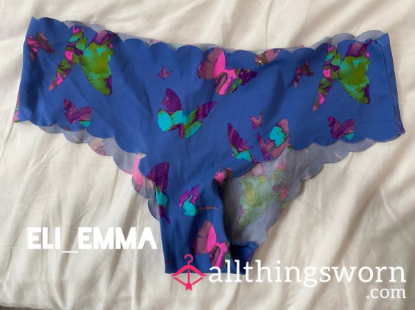 Blue Bu*terfly Panties- 24 Hour Wear+masturbation Play